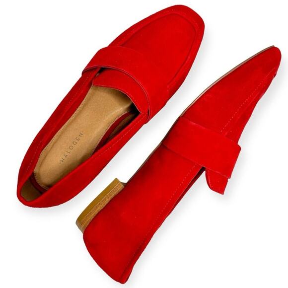 Halogen Suede Loafers Flats Slip-Ons Cherry Red Size 6.5M New without box - Picture 1 of 16